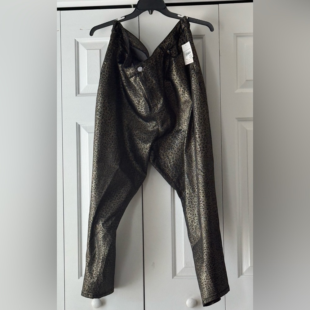 Cato Metallic Leopard Print Jeans - Black and Gold